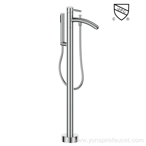 Round Free Standing Tub Filler with Shower Set